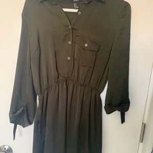 Olive button up dress